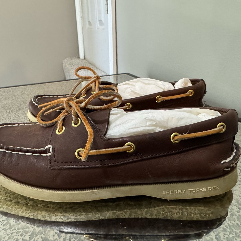 Sperry Top-Sidet Authentic Original Brown Leather Boat Shoes Women’s 6 1/2